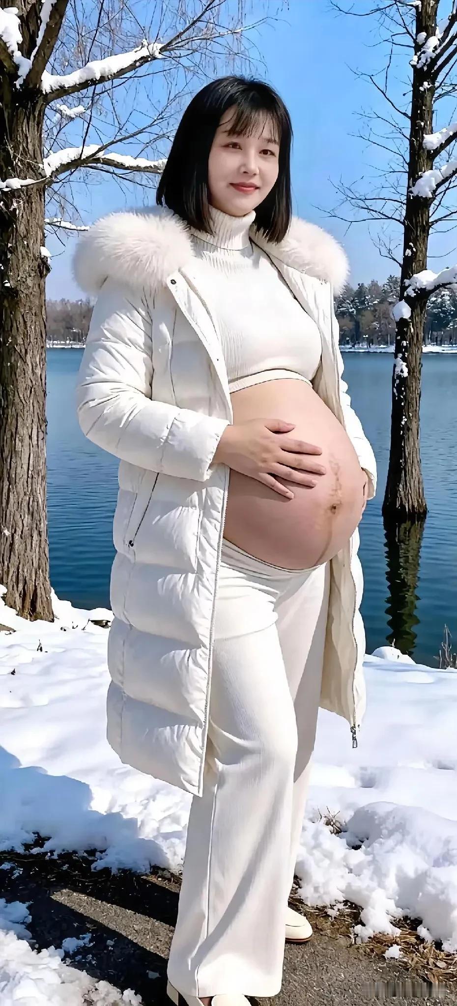 冬日暖阳轻洒，孕妈妈漾起温柔笑意，于雪地中邂逅一段幸福时光。🌞💕👶🏻温柔