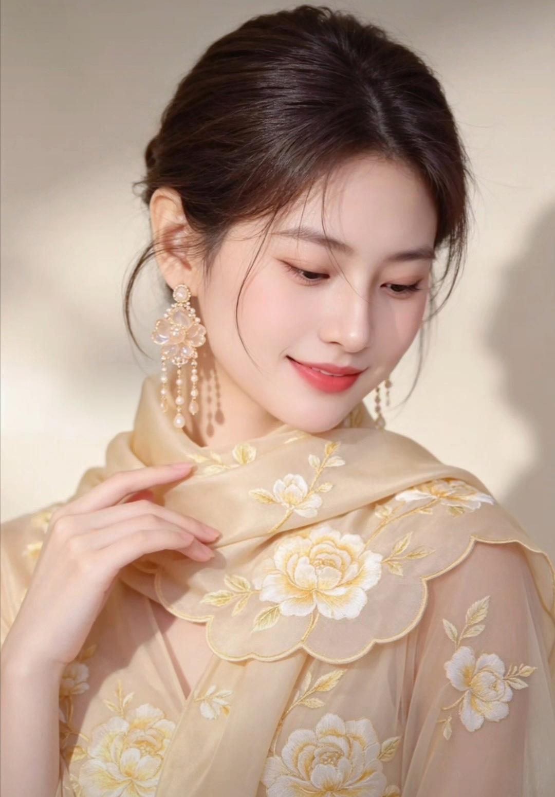 玉颜如花，笑语如珠。