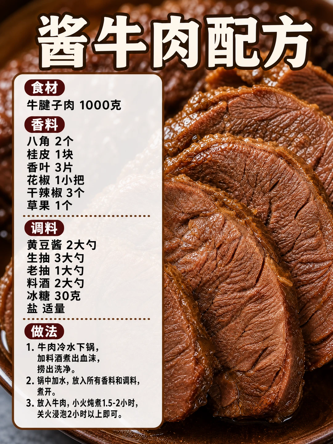 一次成功的酱牛肉秘方，香料比例全公开