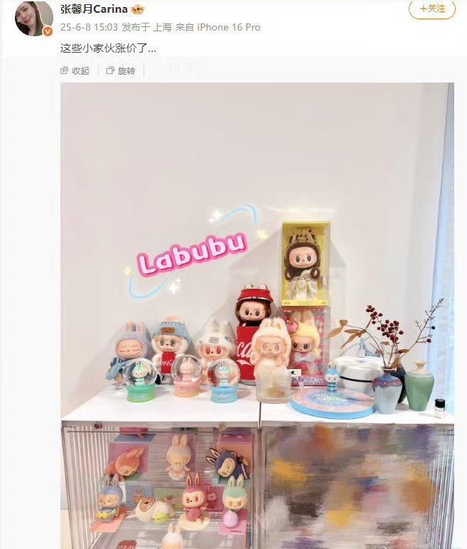 林峯老婆晒满柜labubu ​​​