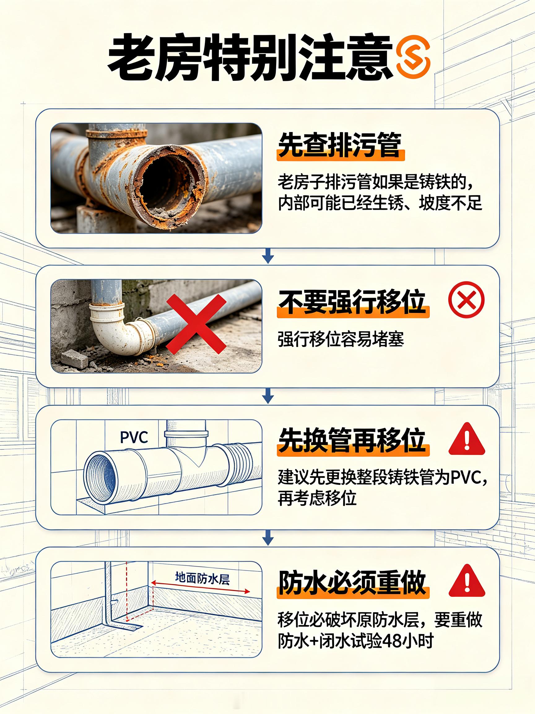 老房卫生间改造，马桶移位避坑攻略！装修参谋[超话] 美好家打造指南 ​​​