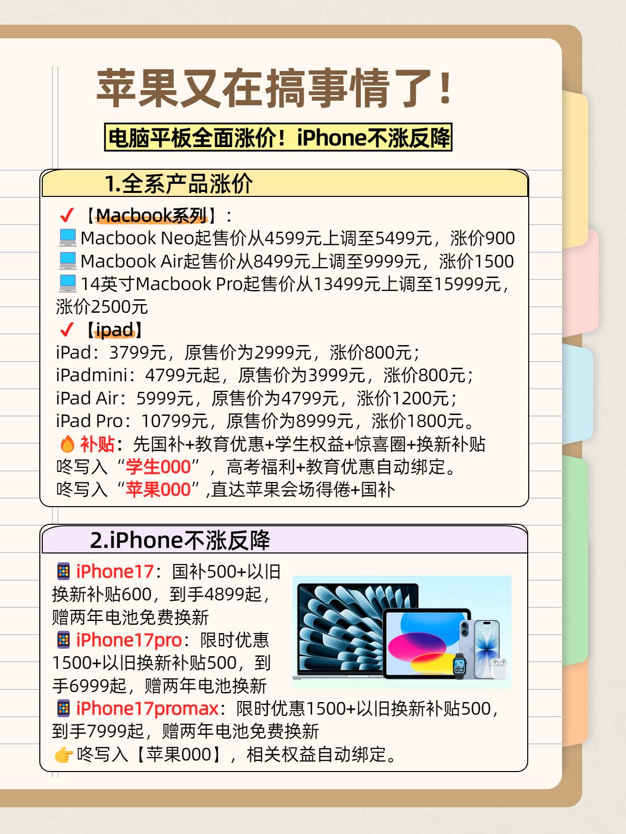苹果又在搞事情了！电脑平板全面涨价，iPhone不涨反降！iPhone 苹果手机