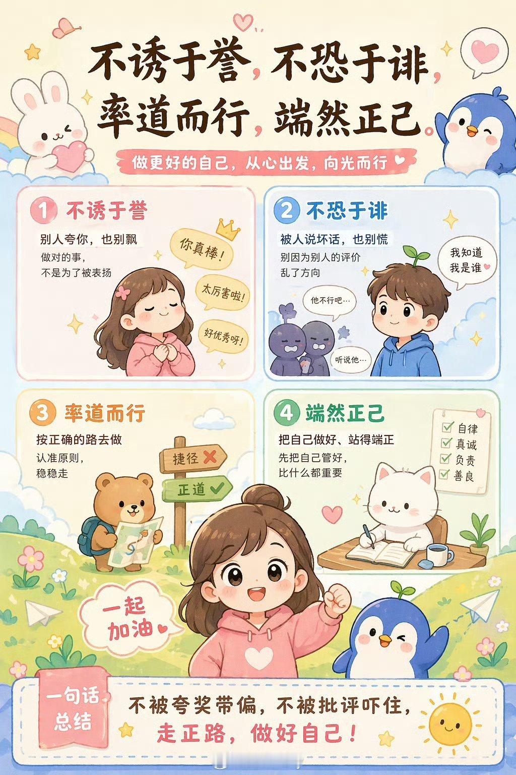 不诱于誉，不恐于诽，率道而行，端然正己…………梁文峰