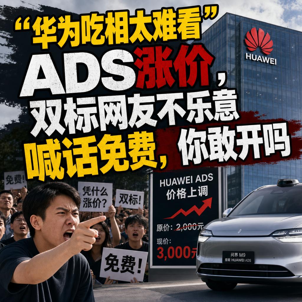 突发！华为乾崑智驾ADS高阶包要涨价4000元，网友直接炸锅，喊出“吃相太难看”