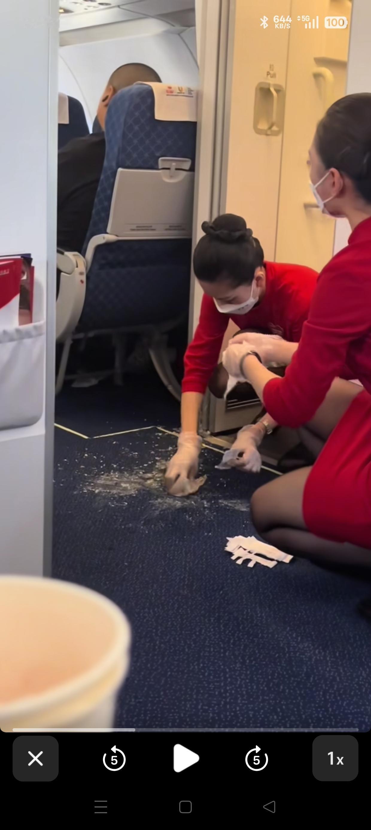 离谱到家！上海浦东航班全程恶臭！女子机舱就地方便，弄脏座椅地面，事后反倒指责乘客