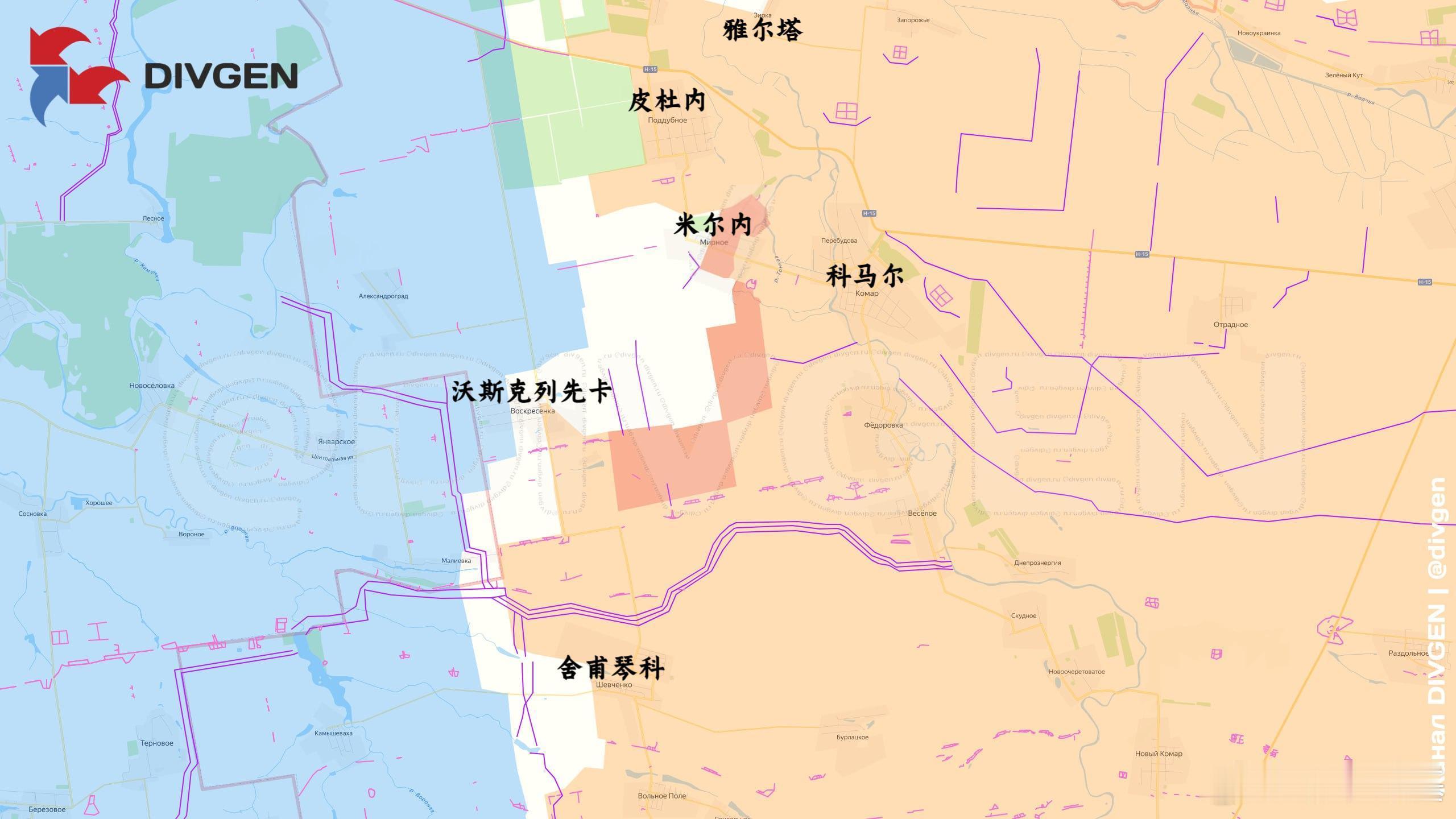 俄军进入米尔内来源：DIVGEN 🚩 Карта СВО俄乌局势新进展普京与特