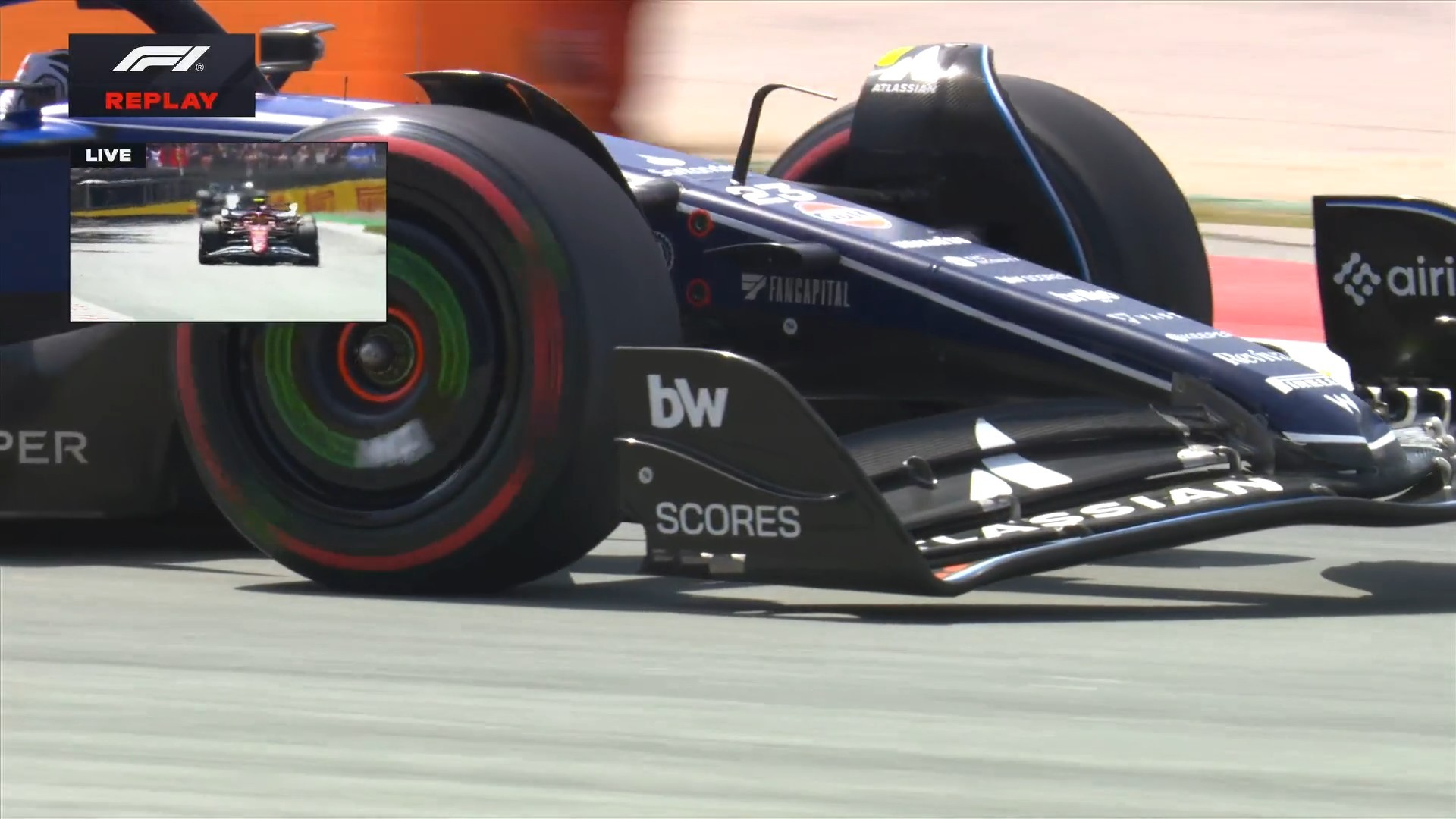 F1 阿尔本的前翼折了 2025F1西班牙大奖赛 ​​​
