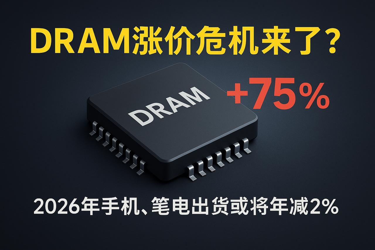 DRAM 价格 75% 攀升，2026 年手机 & 笔电出货量面临下修危机

根