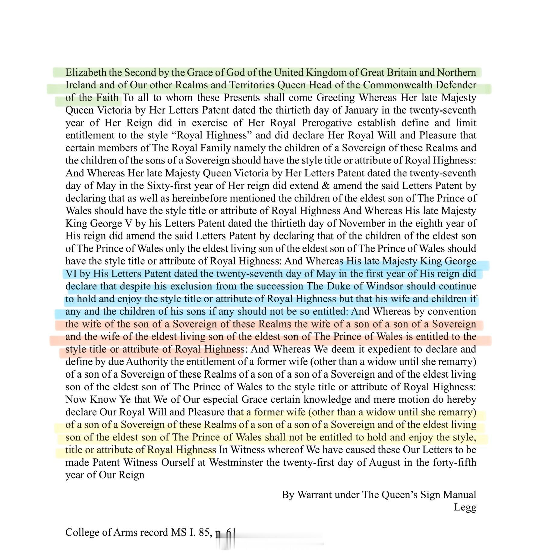 英国王室[超话]  1996年8月21日，伊丽莎白二世女王颁布法令，对【前妻】明