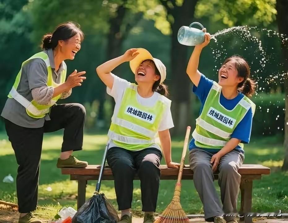 环卫工不可能穿的这么干净，所以这是假的。