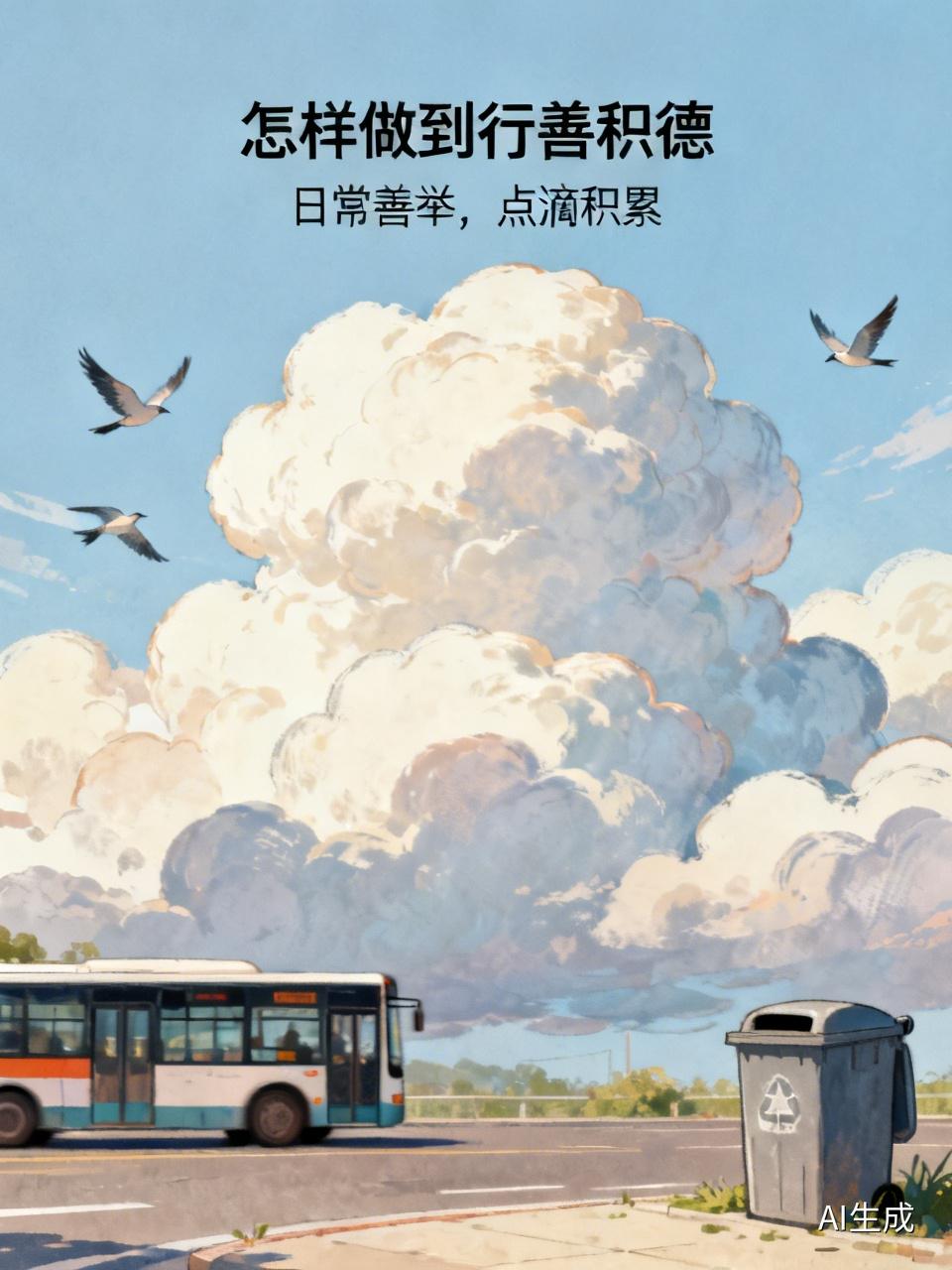 行善积德并非难事。日常里，随手之举就能积累善缘。在公交上给老人、孕妇让座，这小小