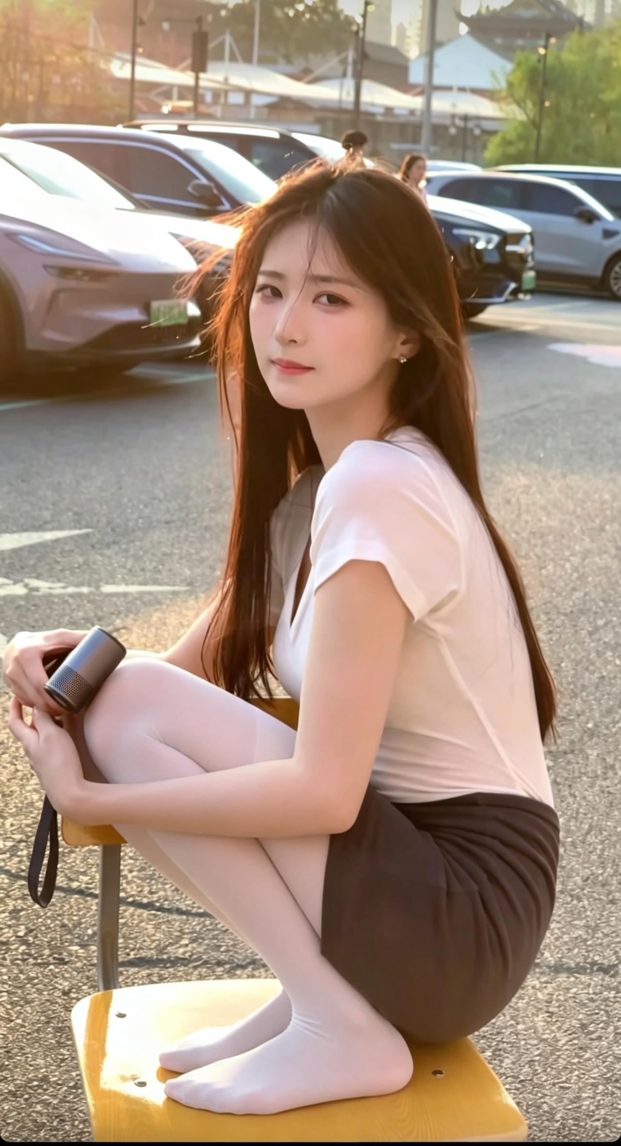 阳光下的少女，清新自然