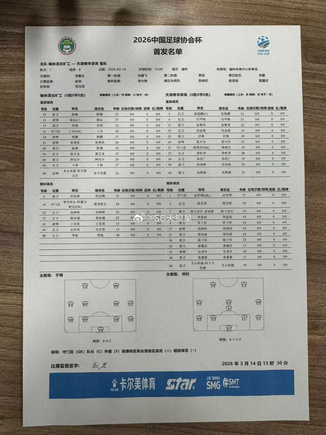 天津棣华首发名单 