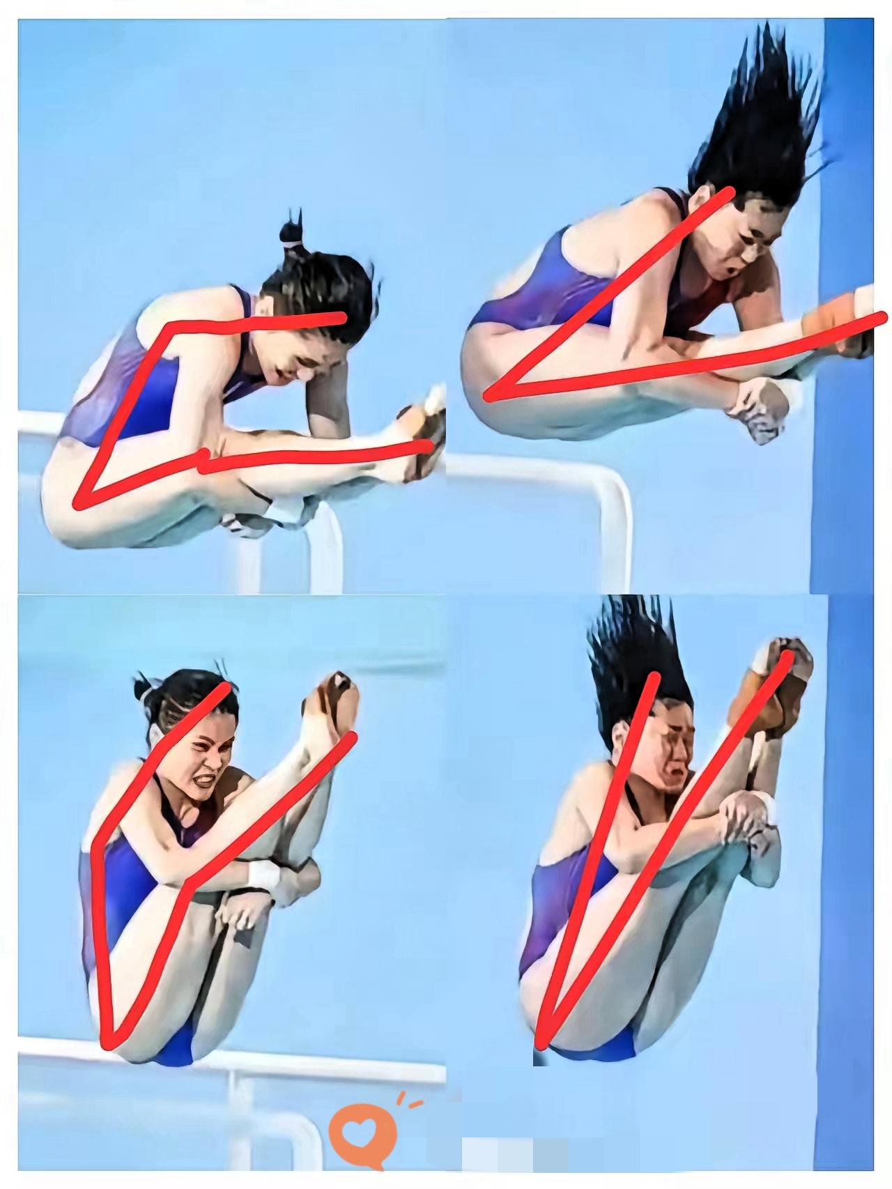 没有对比就没有发言权，左边是搭档，右边是全红婵。

原以为她“零水花”是天赋，没