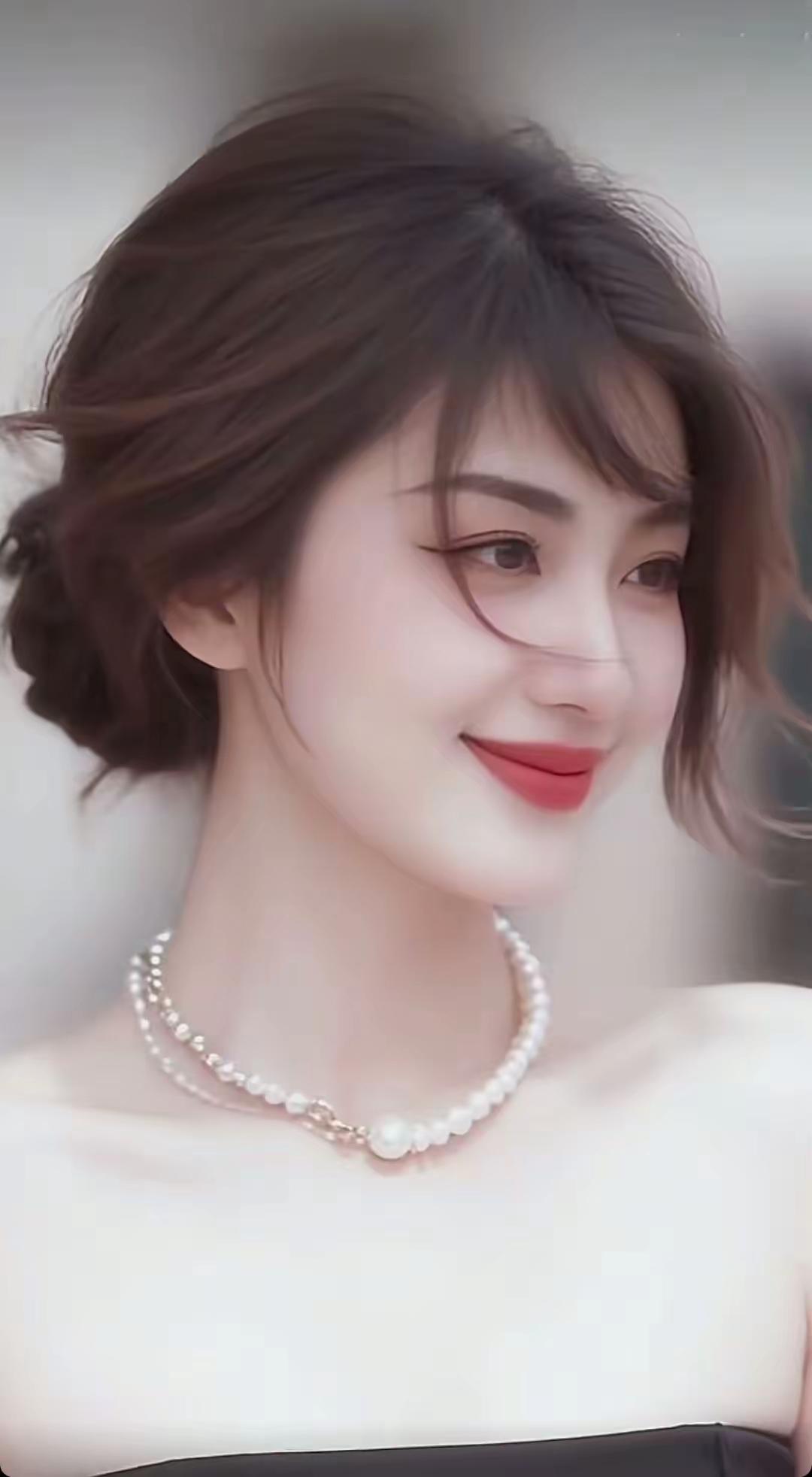 优雅珍珠项链，甜美笑容，气质女神🌟💖🍀