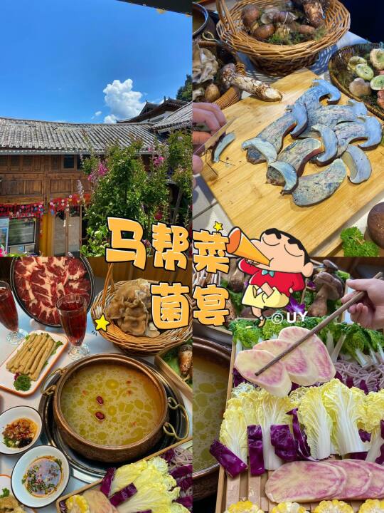 在丽江大水车旁实现菌子自由！