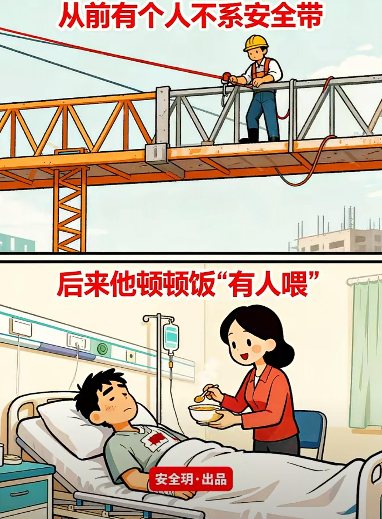 让安全成为一种习惯、让安全与我们相随相伴

从前有个人登高作业不系安全带，后来他