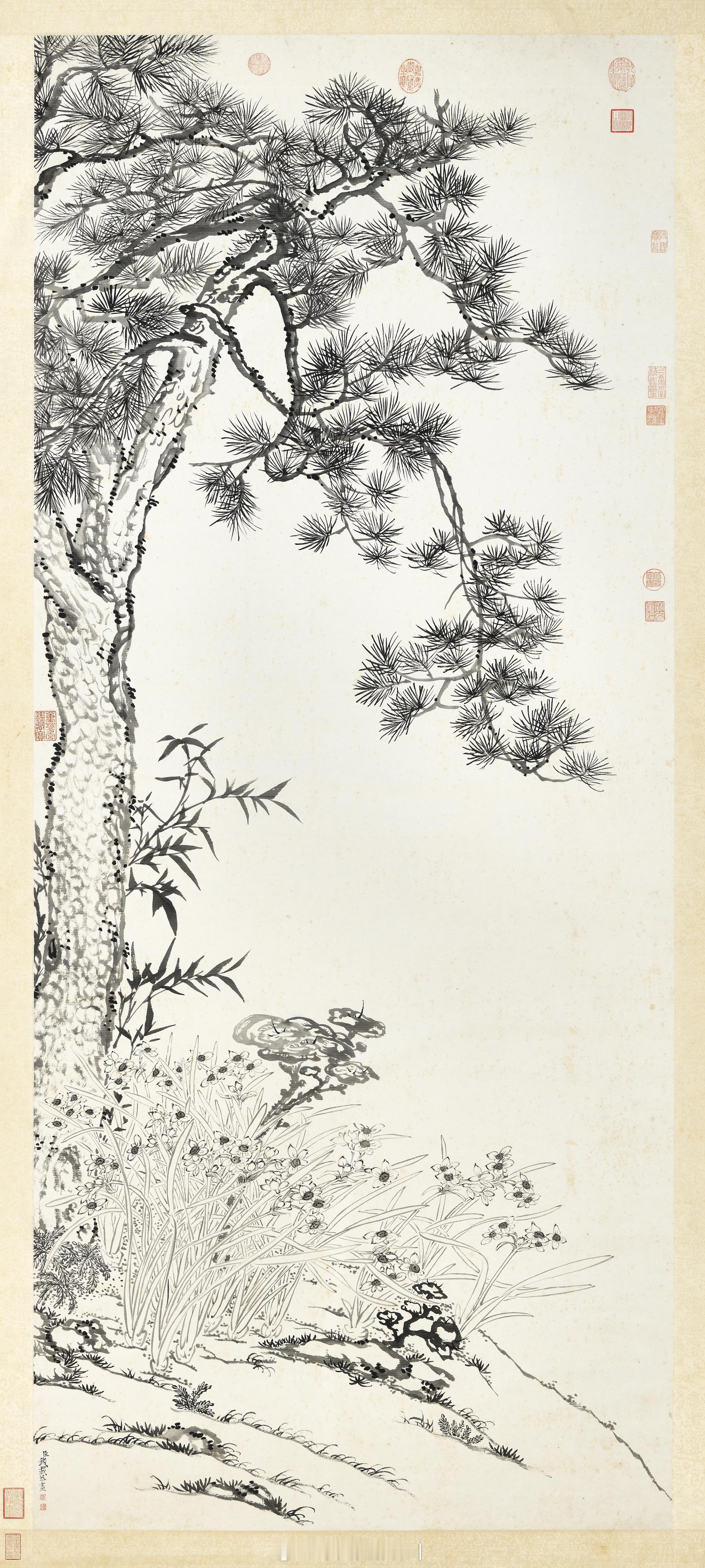 清 钱载 灵仙祝寿图　轴尺寸：185.3x79.3公分来源：台北故宫博物院 