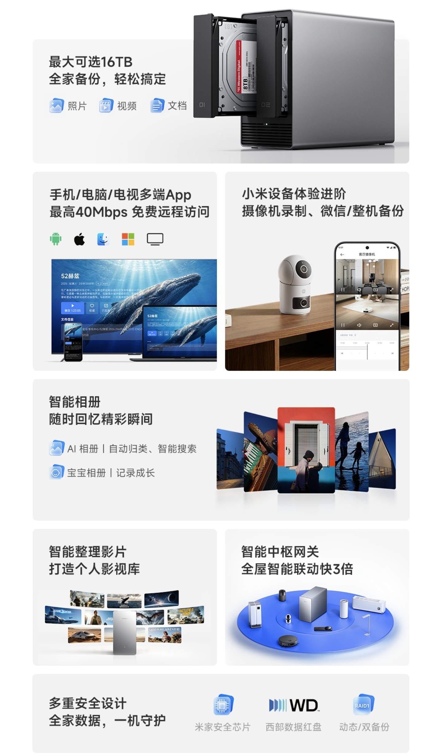 小米智能存储的卖点如图全文没有提到NAS字样主打给米家用户的本地存储类NAS功能