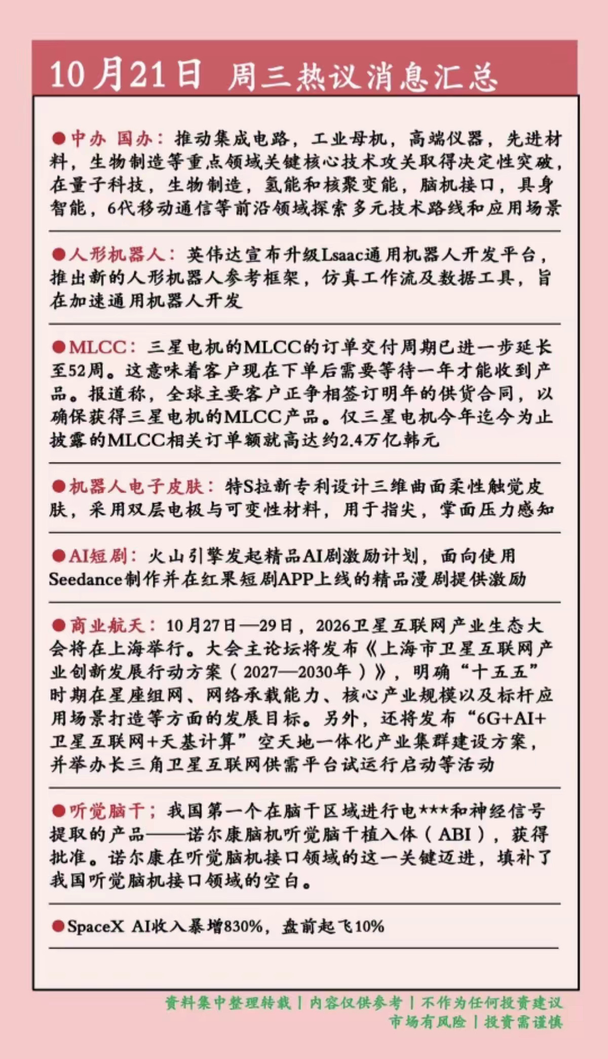 10.21周三  晚间：财经新闻+热点资讯！1.大科技，集成电路，工业母机2.人