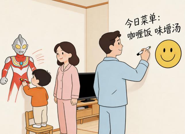 我狠心把客厅整面墙刷成黑板，老公还说我呢！结果孩子不刷手机了，连他都抢着画！原来