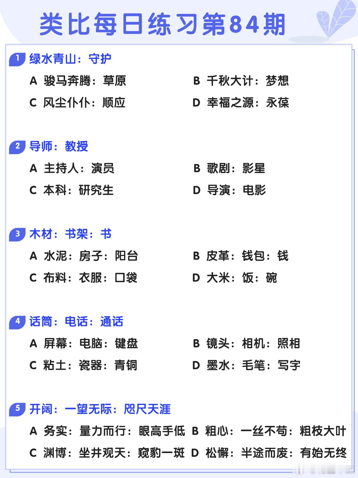 图推类比每日练习第84期图推难度：☆☆类比难度：☆☆事业单位事业单位联考决战公考