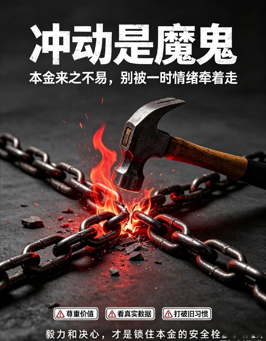 冲动是魔鬼!本金来自不易,要勇于打破习惯的锁链！       很多人已经忍不住了