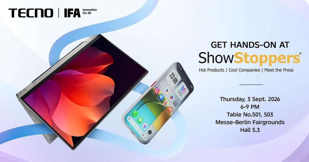 传音TECNO在IFA 2026上正式推出MEGABOOK T15 360系列，