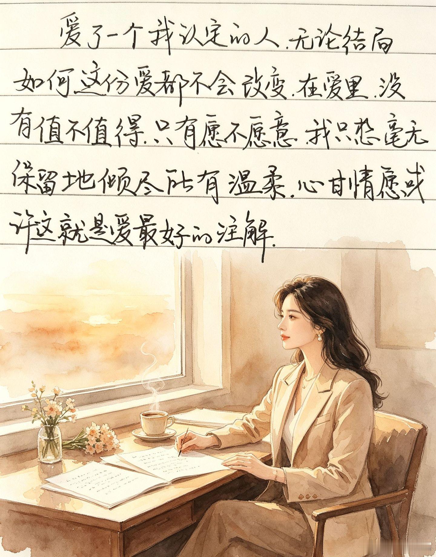 爱了一个我认定的人，无论结局如何这份爱都不会改变．在爱里．没有值不值得．只有愿不
