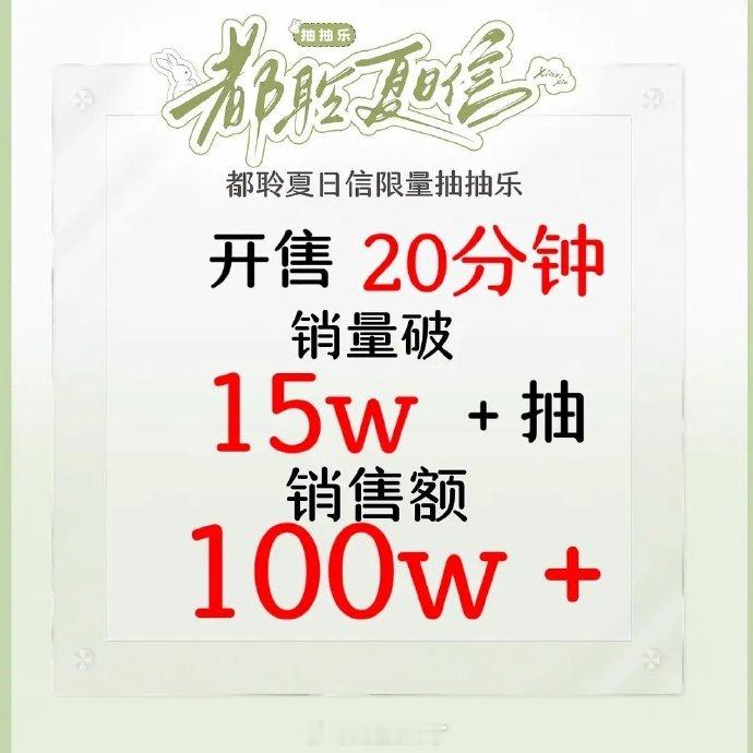 陈都灵粉丝ccl战报，开售20分钟销量破15万抽，销售额超100万！ 
