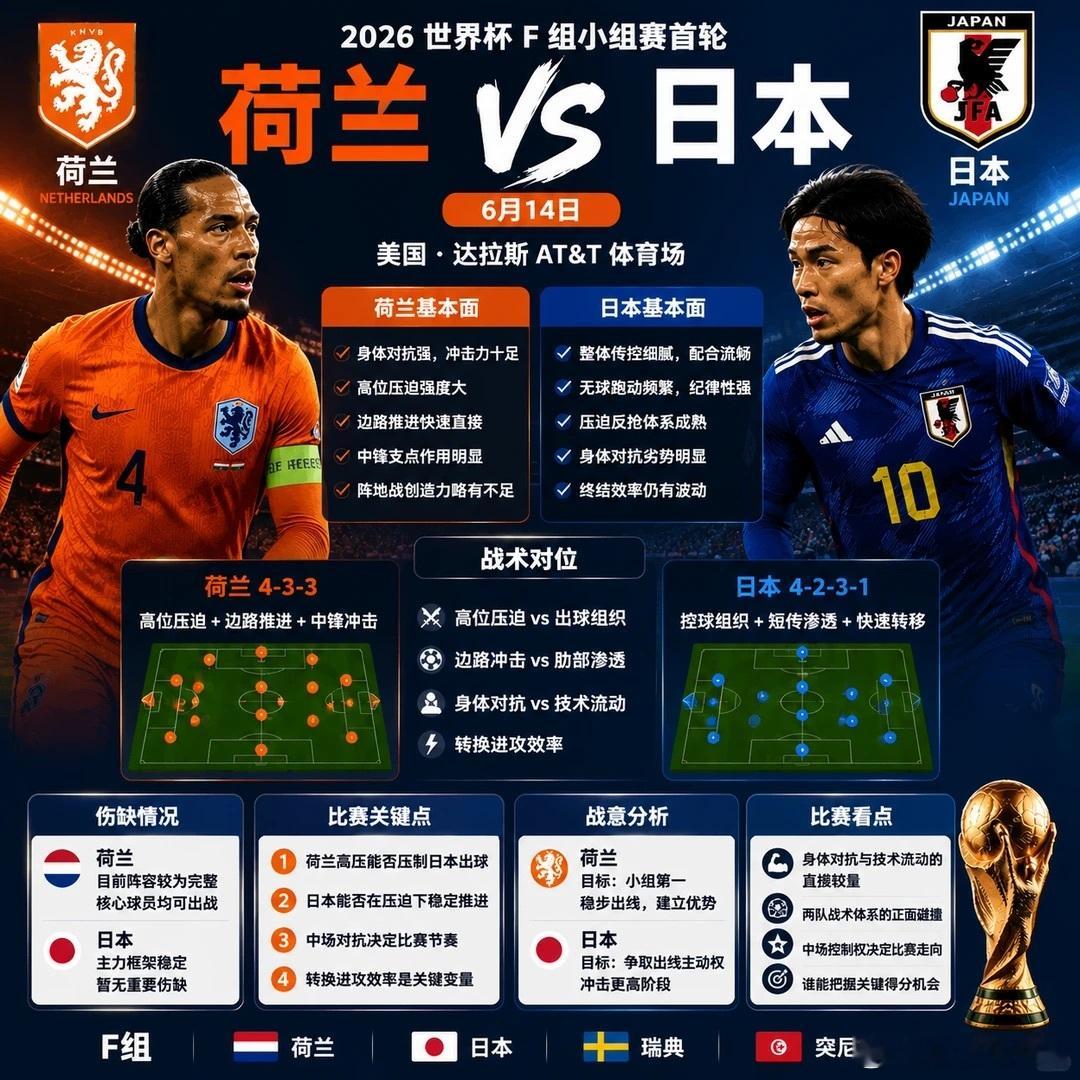 【世界杯赛程解析以分享大本营⛺️】今日足球赛事推荐【 荷兰vs日本 】F组首轮就