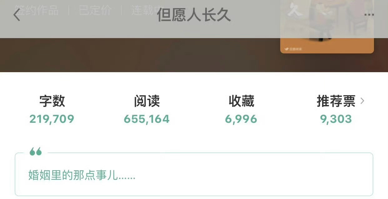 小说推荐：《但愿人长久》 作者:舍目斯简评：傲娇拧巴女主vs痞气爱玩儿男主，婚后