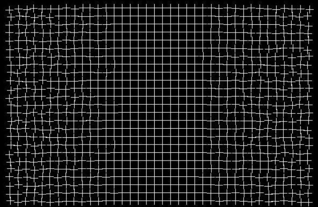 日本艺术家金井良太创作的一幅“疗愈网格”。如果你盯着中心看，矩形边角的不规则之处