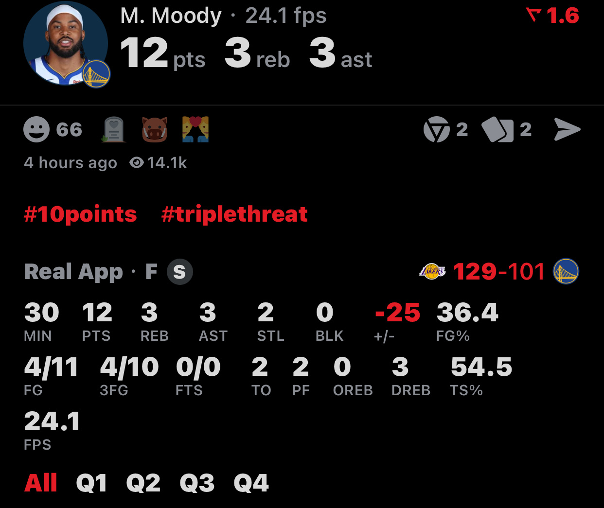 穆迪今晚赛后采访，恭喜桑托斯续约，付出多年得到了合同的回报（从如今薪资空间越来越