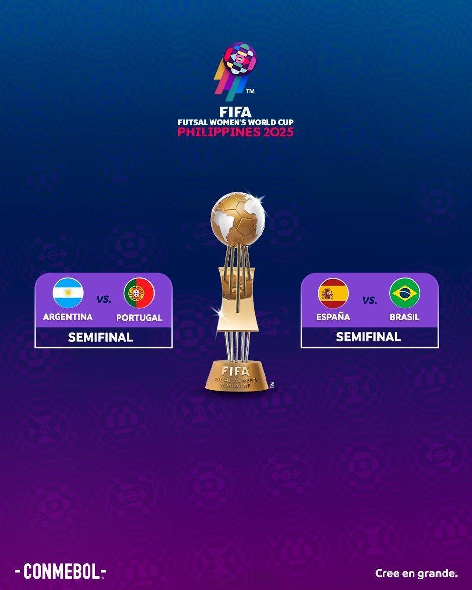 🏆 女子五人制足球世界杯半决赛对阵已出炉。👉🏻 阿根廷女足 vs. 葡萄牙
