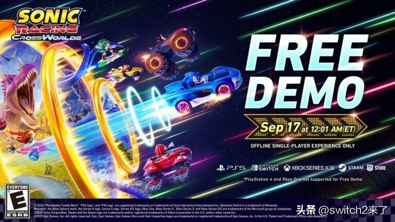近日，世嘉宣布，《索尼克赛车：交叉世界》单人试玩版将于北京时间9月17日12点，