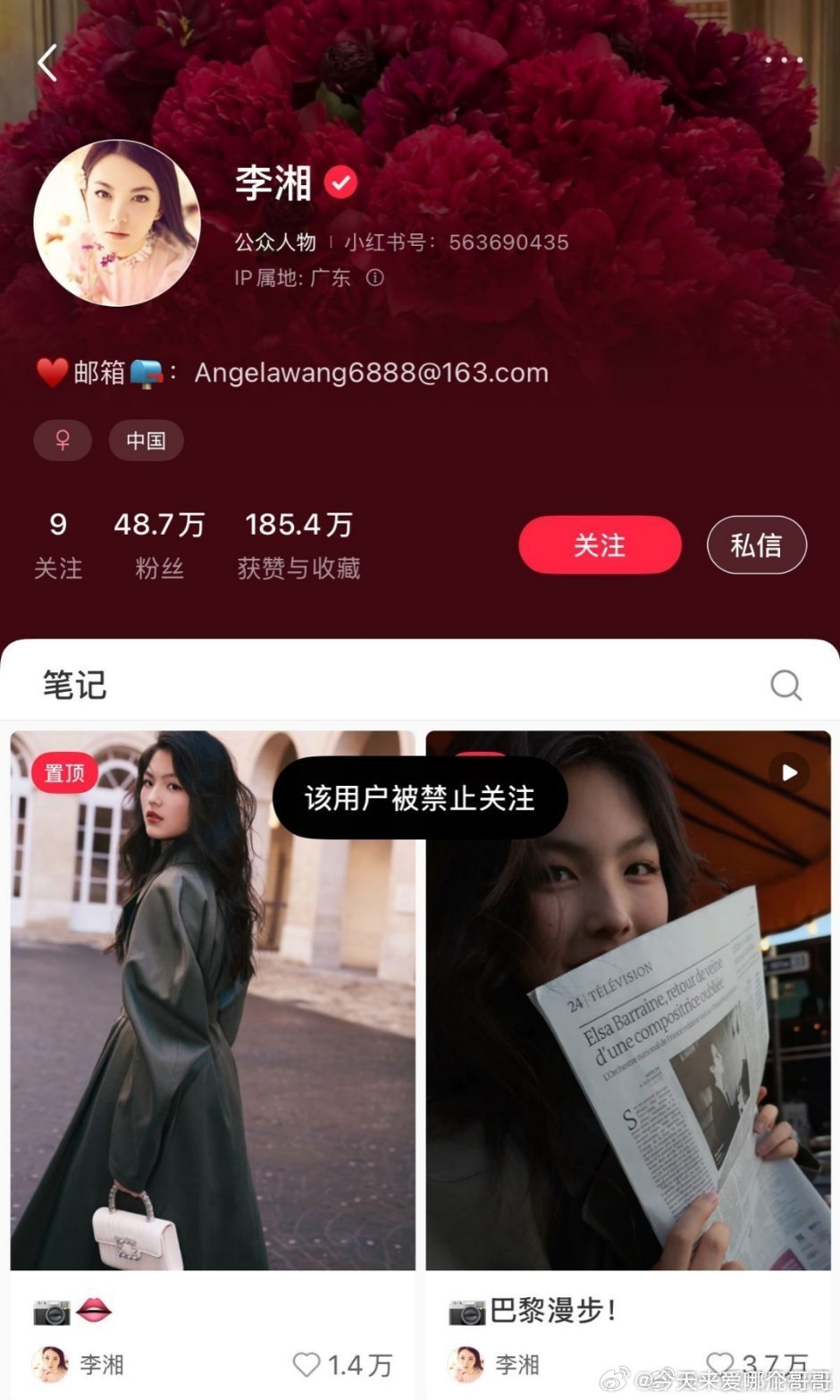 李湘被全平台禁止关注了怎么了 