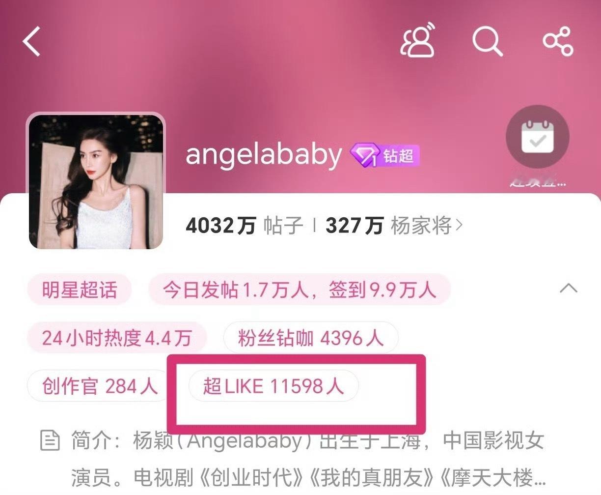 angelababy超话超like11500+ 鼻粉牛牛的 ​​​