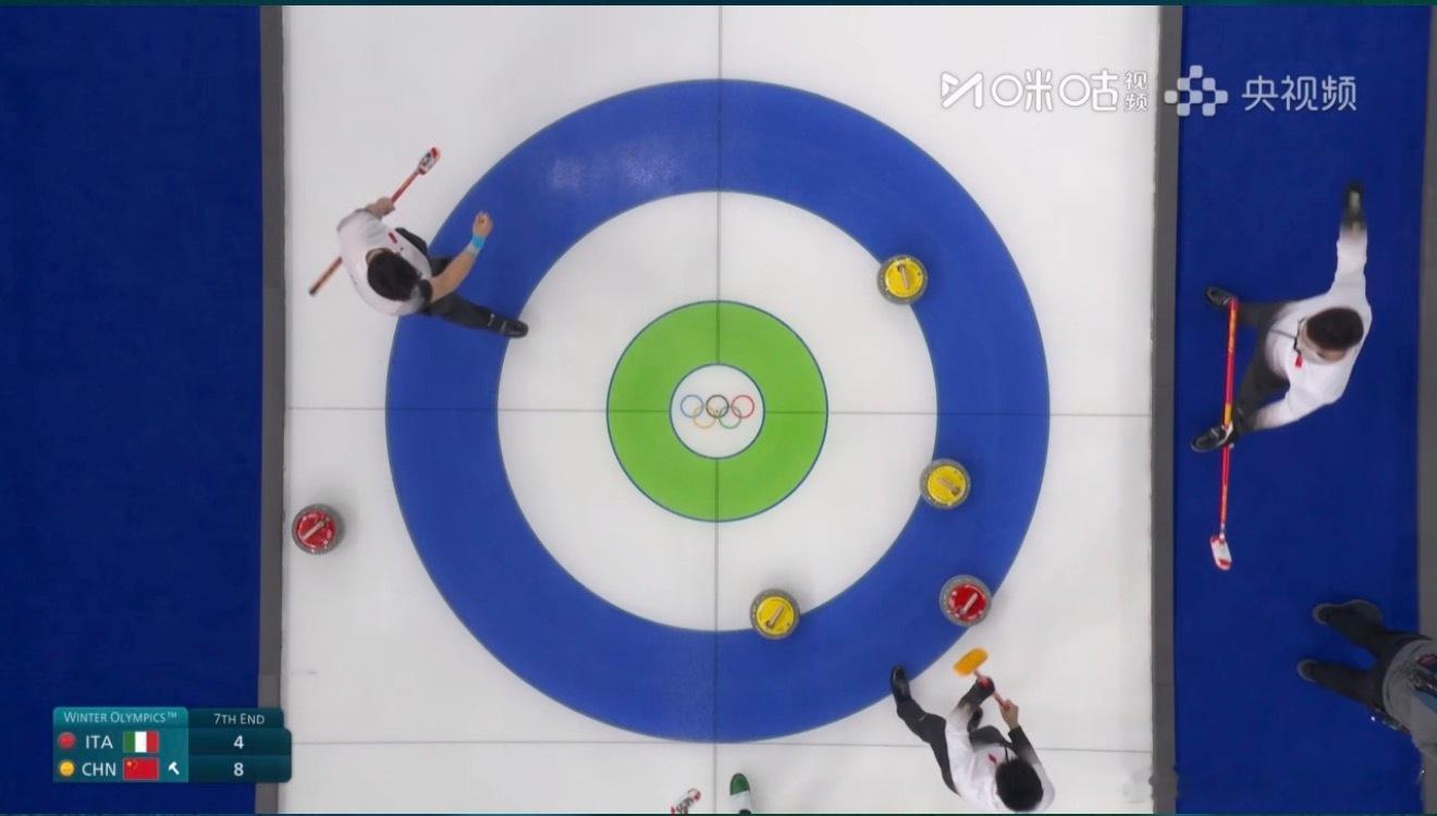 今天总算来了一件喜事中国男壶结束5连败中国11-4意大利还有三场比赛 再多赢几场