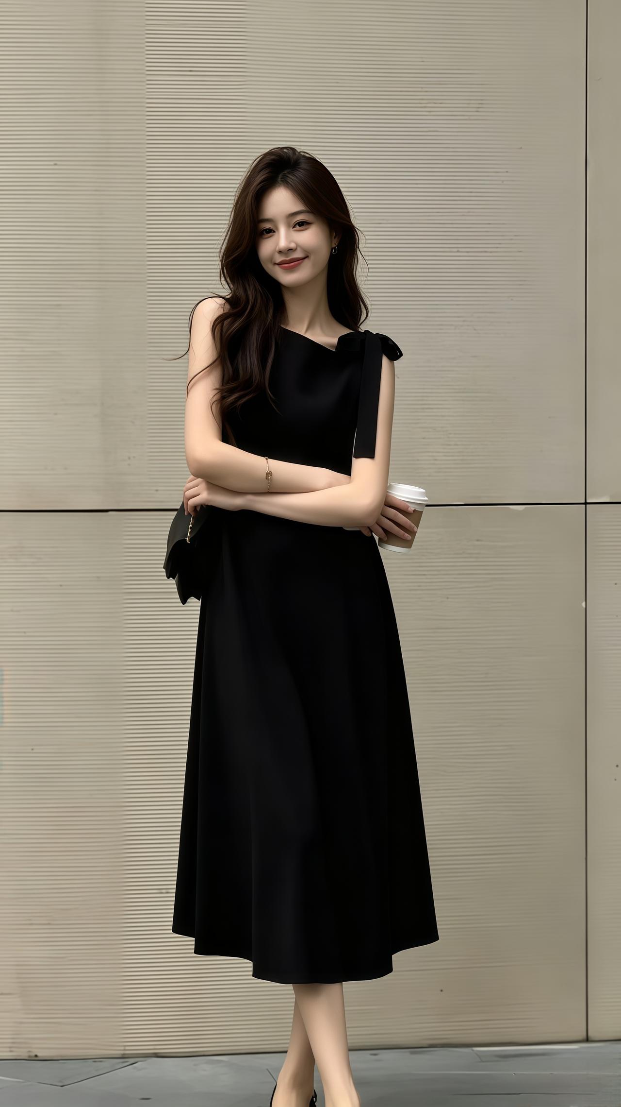 女生不费力的夏季穿搭 黑色无袖连衣裙 穿搭没有公式 韩系穿搭穿搭