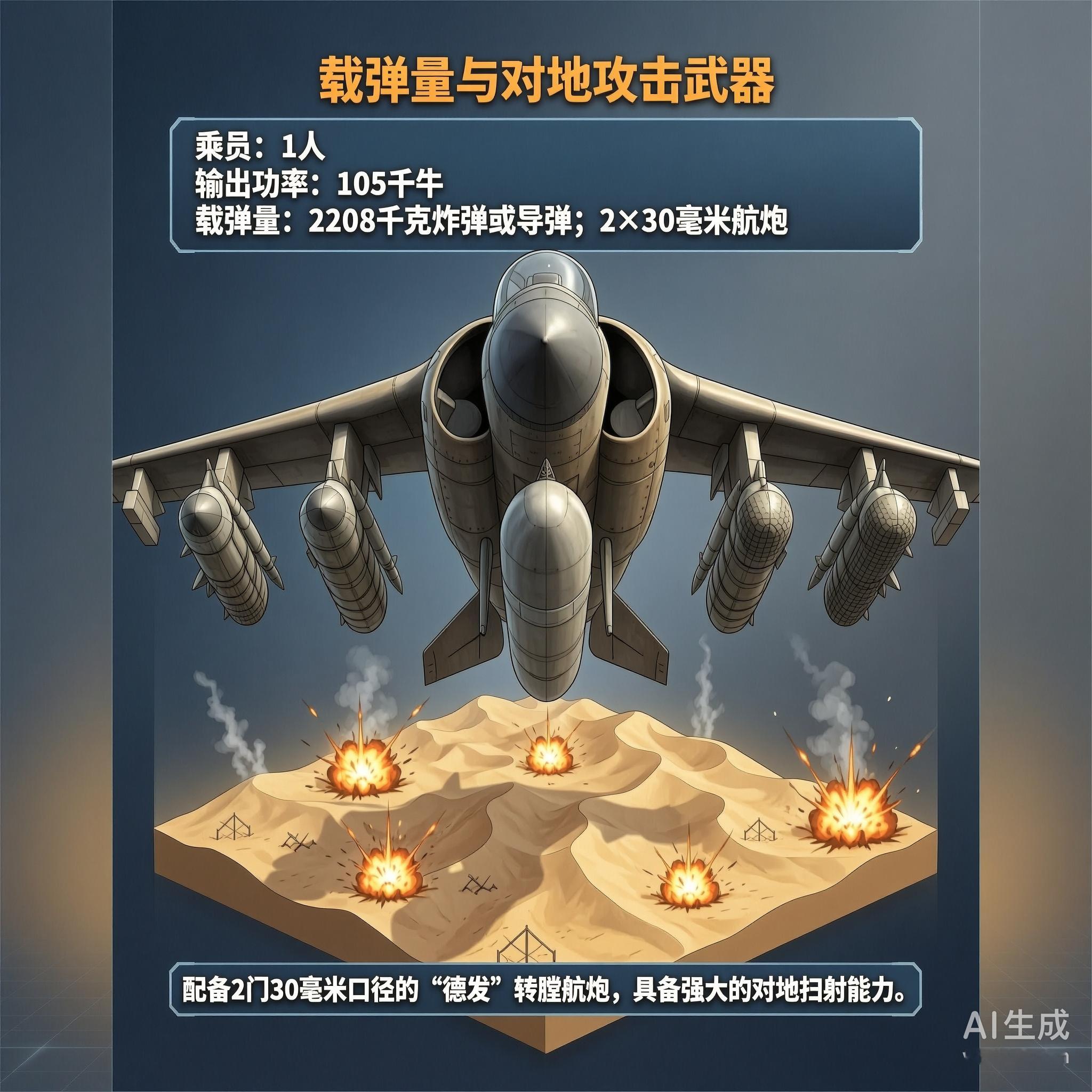 军事ai新视野 AV-8“鹞”垂直起降战斗轰炸机［美］最大速度：1083千米／时