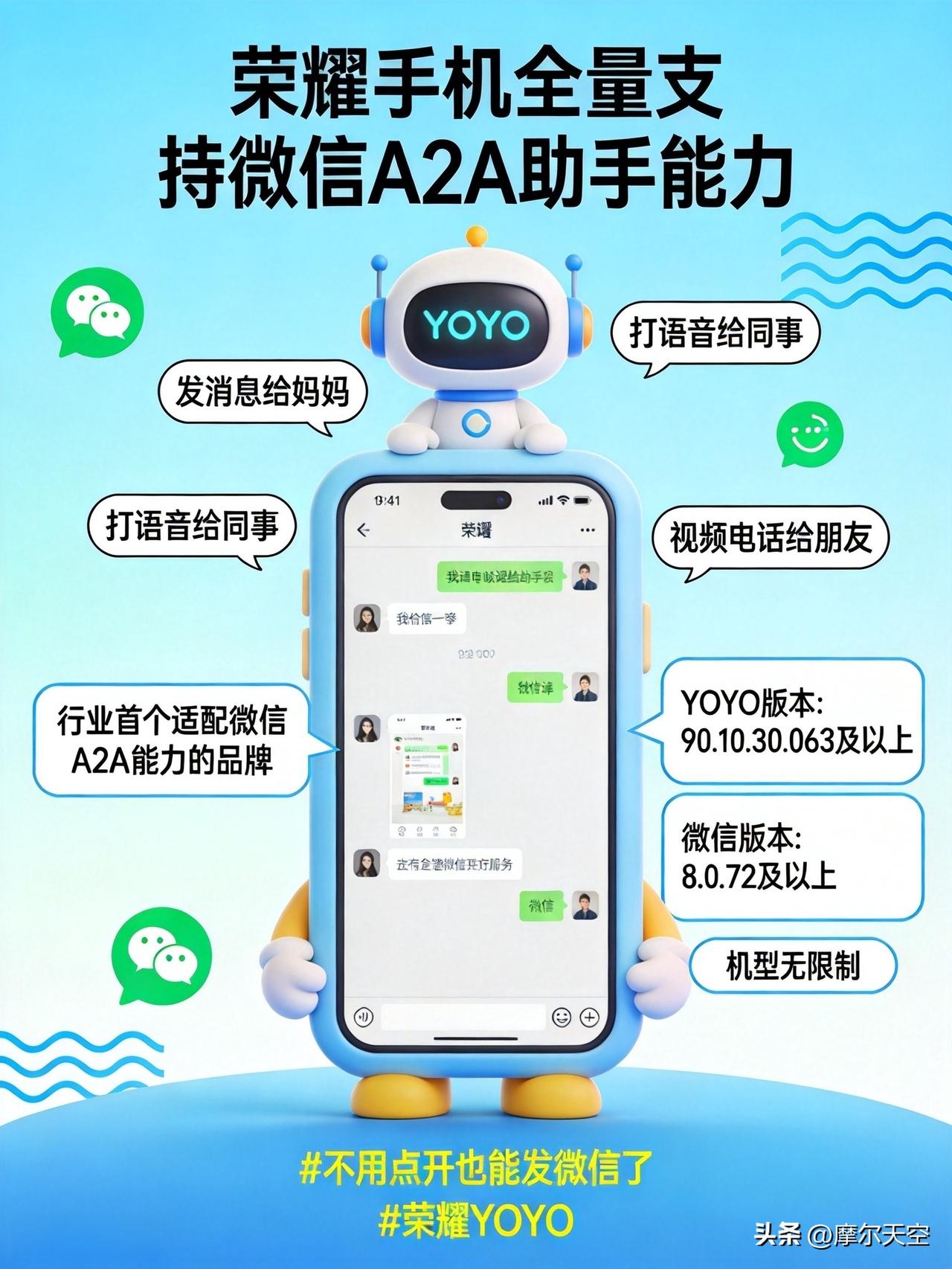 解密了，荣耀手机YOYO接入微信语音控制第一了

不用点开也能发微信了 

现在