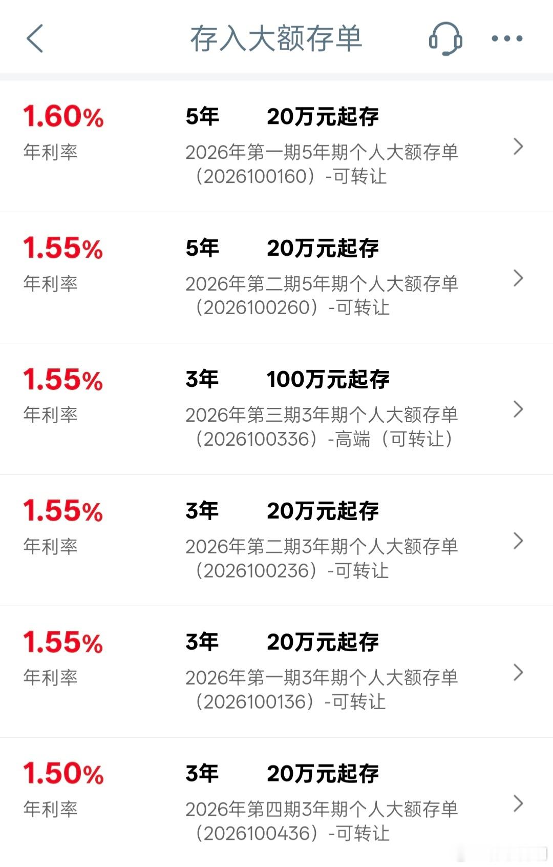 工行上架5年期大额存单利率1.6% 看了下，工行确实今天上了五年期大额存单，年利