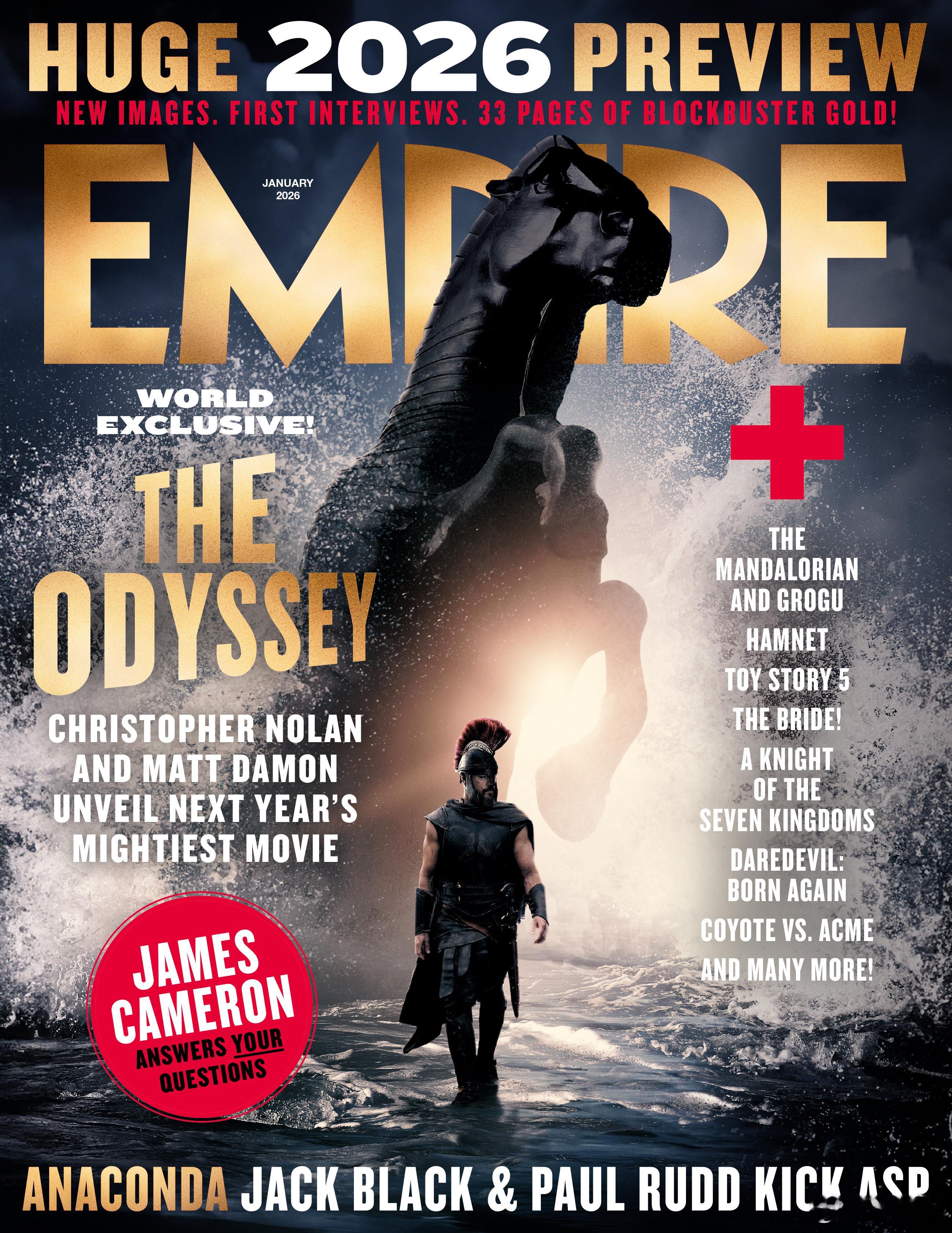 新片《》(The Odyssey) 登上《Empire》杂志封面！！将于明年7月