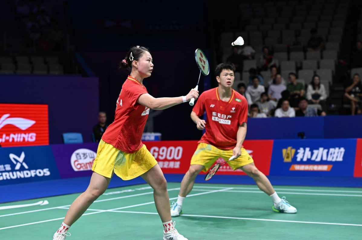 2026中国羽毛球大师赛  第一轮朱一珺/李茜赛后采访问：第一场750级别的比赛