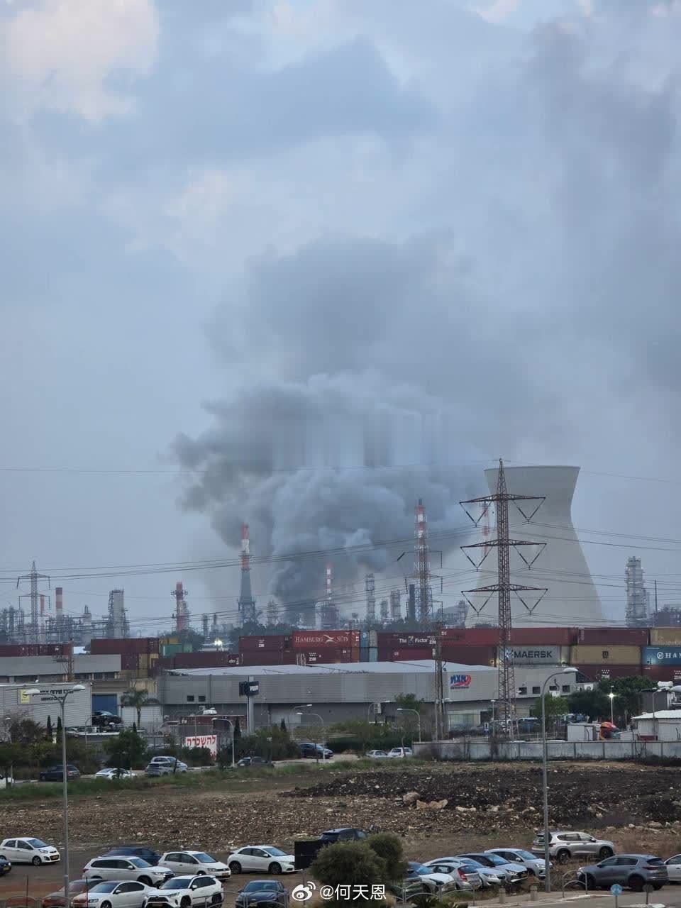 突发新闻 - 位于海法湾的以色列发电站遭伊朗袭击，引发大火。中方对以方说法感到震