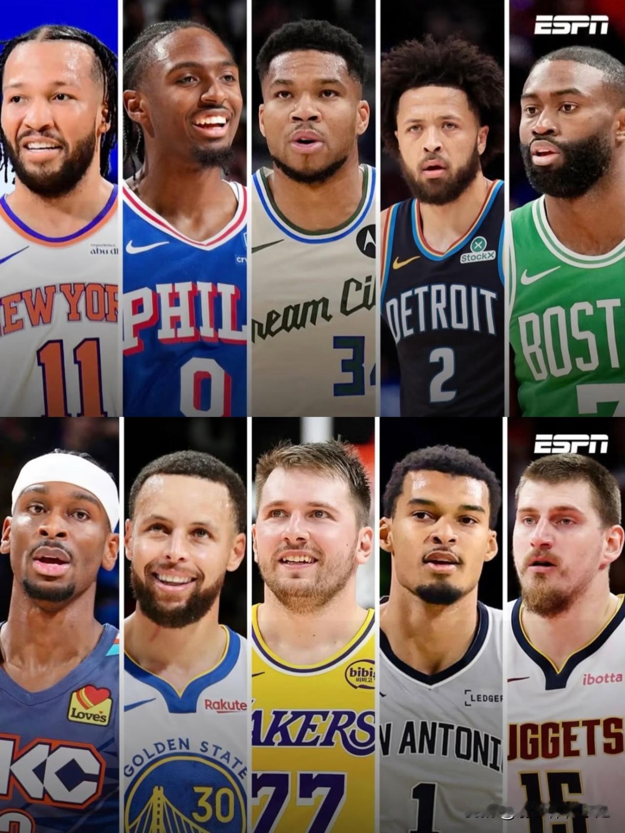 NBA2026洛杉矶快船主场全明星首发阵容揭晓！
东部：布伦森、马克西、字母哥、