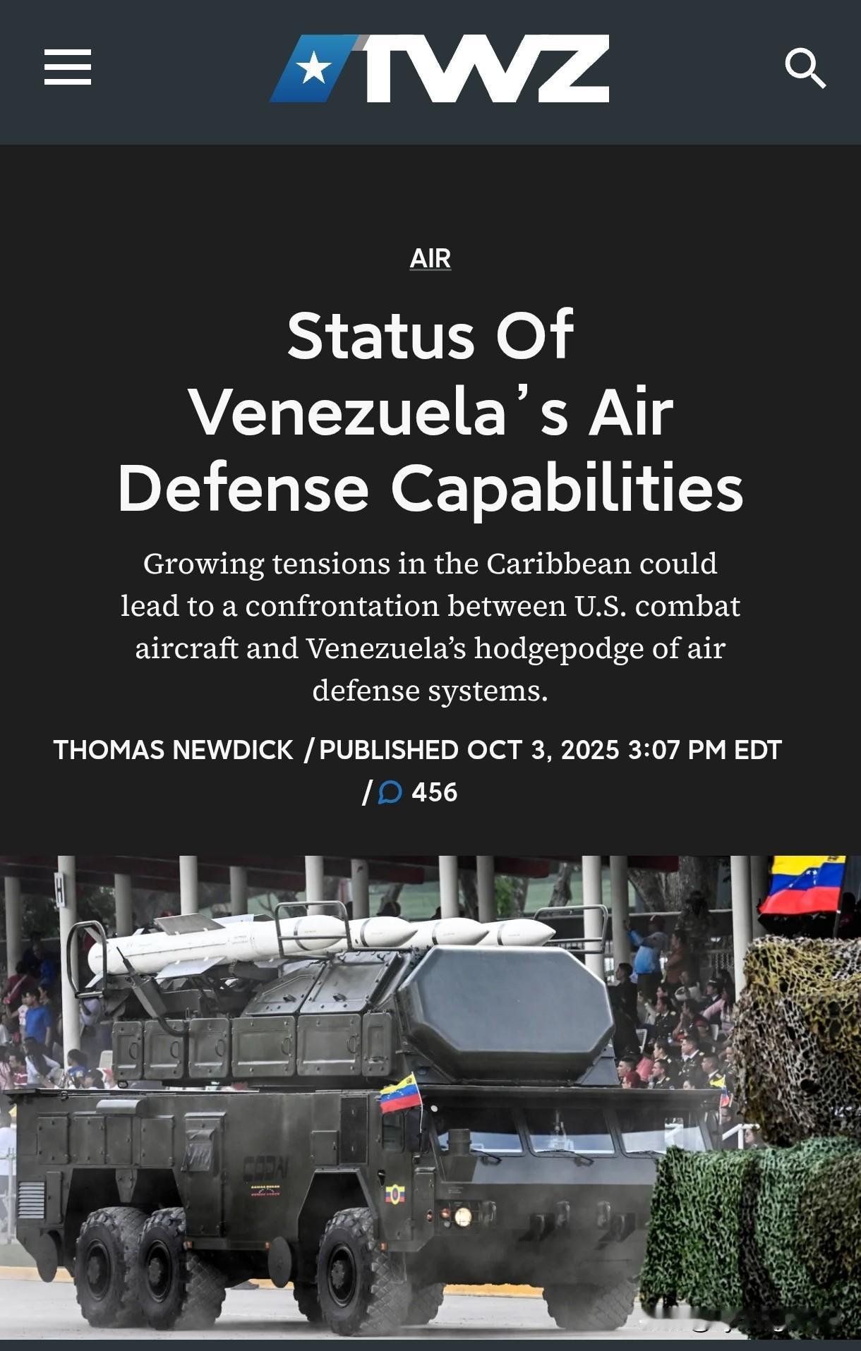 🇻🇪 委内瑞拉的防空能力

据美国《战区》网站报道，一篇关于委内瑞拉防空系统