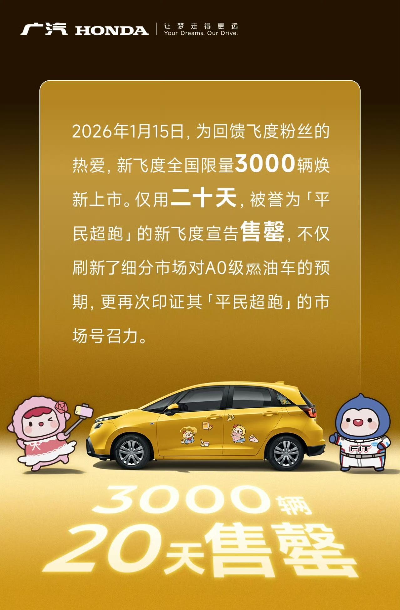 飞度 3000辆20天售罄……我能说我摁了一辆吗？3000台飞度售罄
