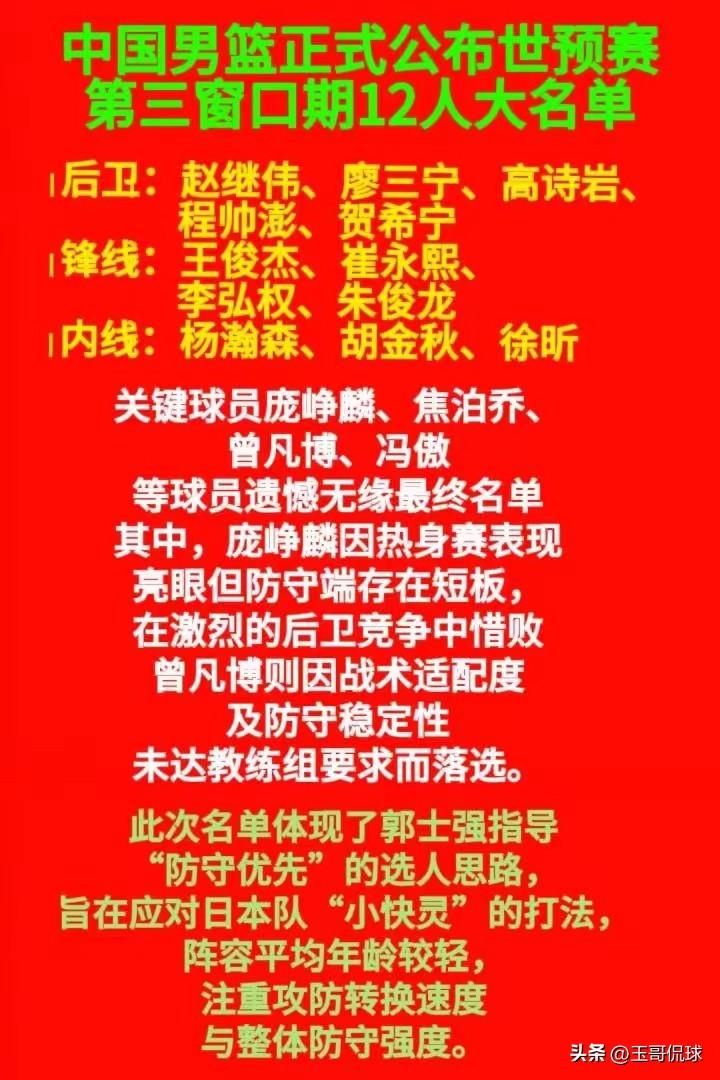 中国男篮阵容应该怎么选目前中国男篮的12人大名单并没有正式公布。但是按照热身赛的